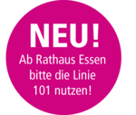 Hinweis zur NaturLinie 105: Weiterfahrt ab Rathaus Essen mit Linie 101 Hinweis: Ab Rathaus Essen bitte die Linie 101 nutzen.
